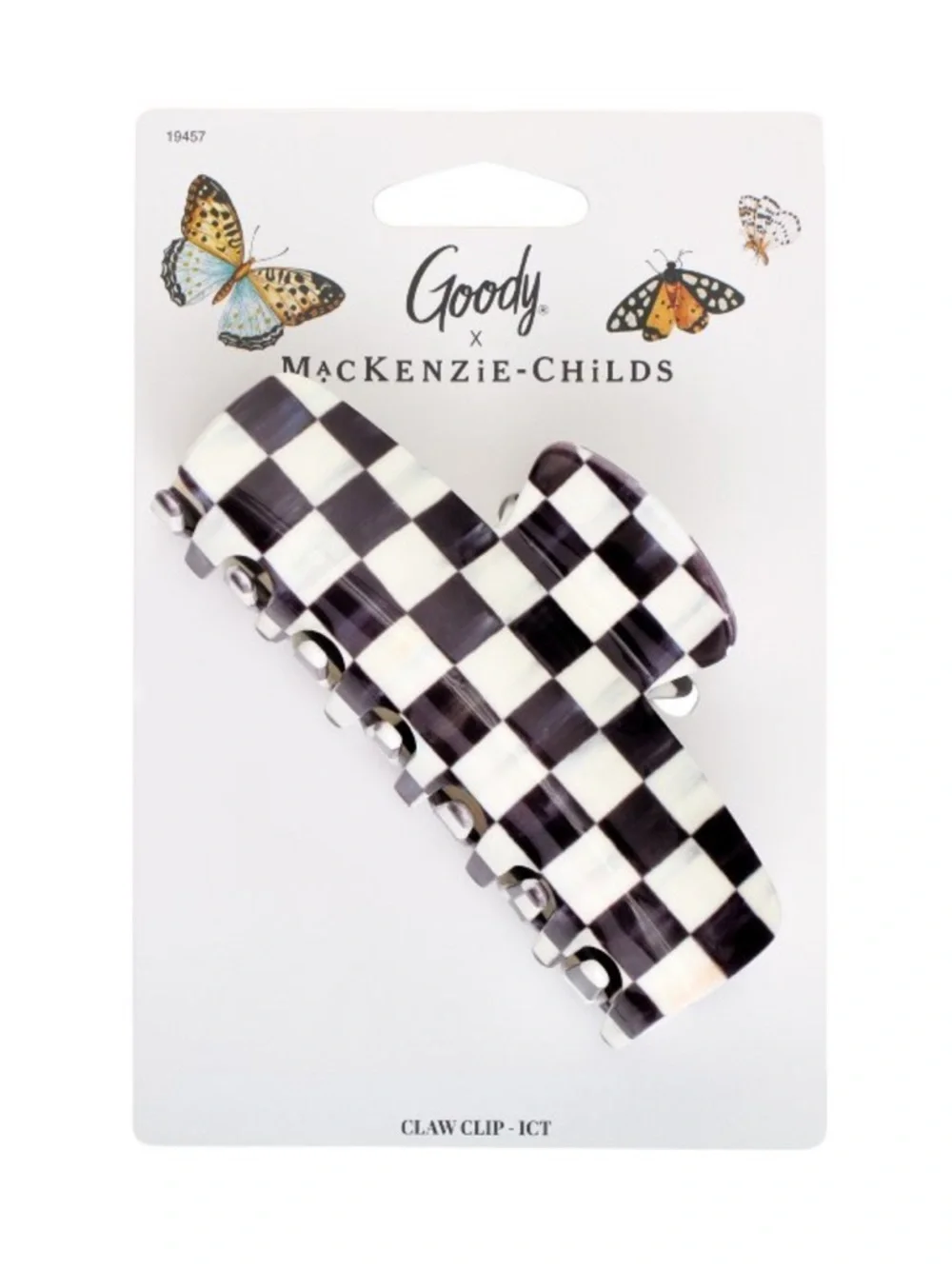 Mackenzie-Childs x Goody Black White Large Claw Clip Courtly Check